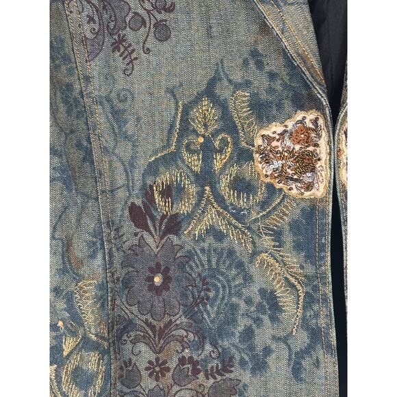 Chico’s Embellished Denim Blazer Women’s
 Size 12 - Picture 7 of 13